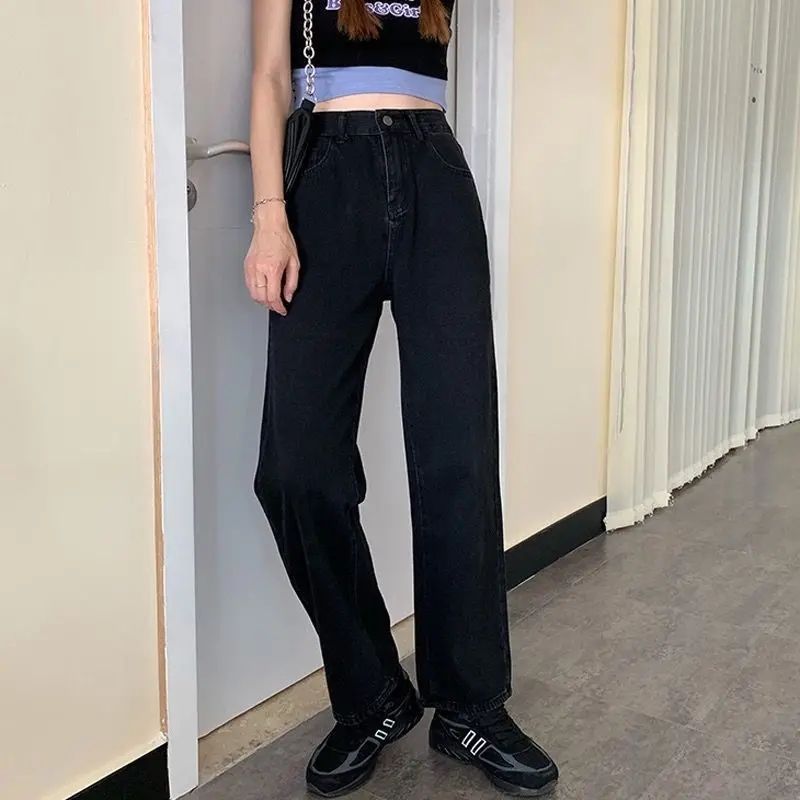 Plus Size Washed-out Vintage Multi-pocket Workwear Jeans For Women