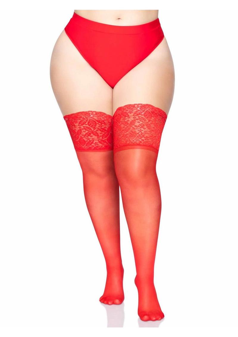 Leg Avenue Lycra Sheer Fabric Stay Up Thigh Highs